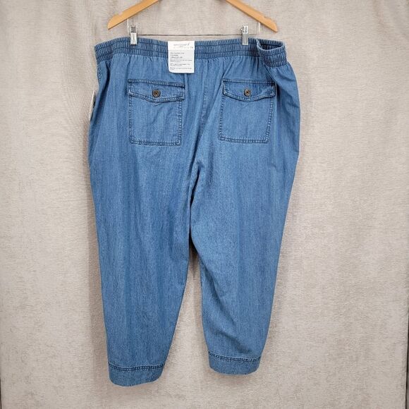 Westbound The Island Crop Blue Cotton Blend Cropped Straight Leg Pants Women's - Picture 4 of 12